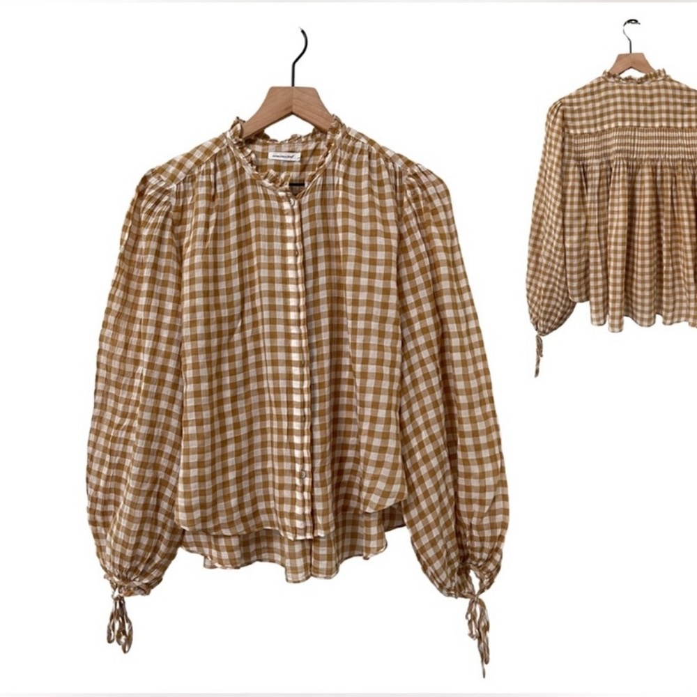 Unsubscribed Brown Checkered Women's Top